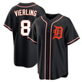 Johmsee D.Tigers #8 Matt Vierling Player Black Fashion Out Home Game Stitched Jerseys