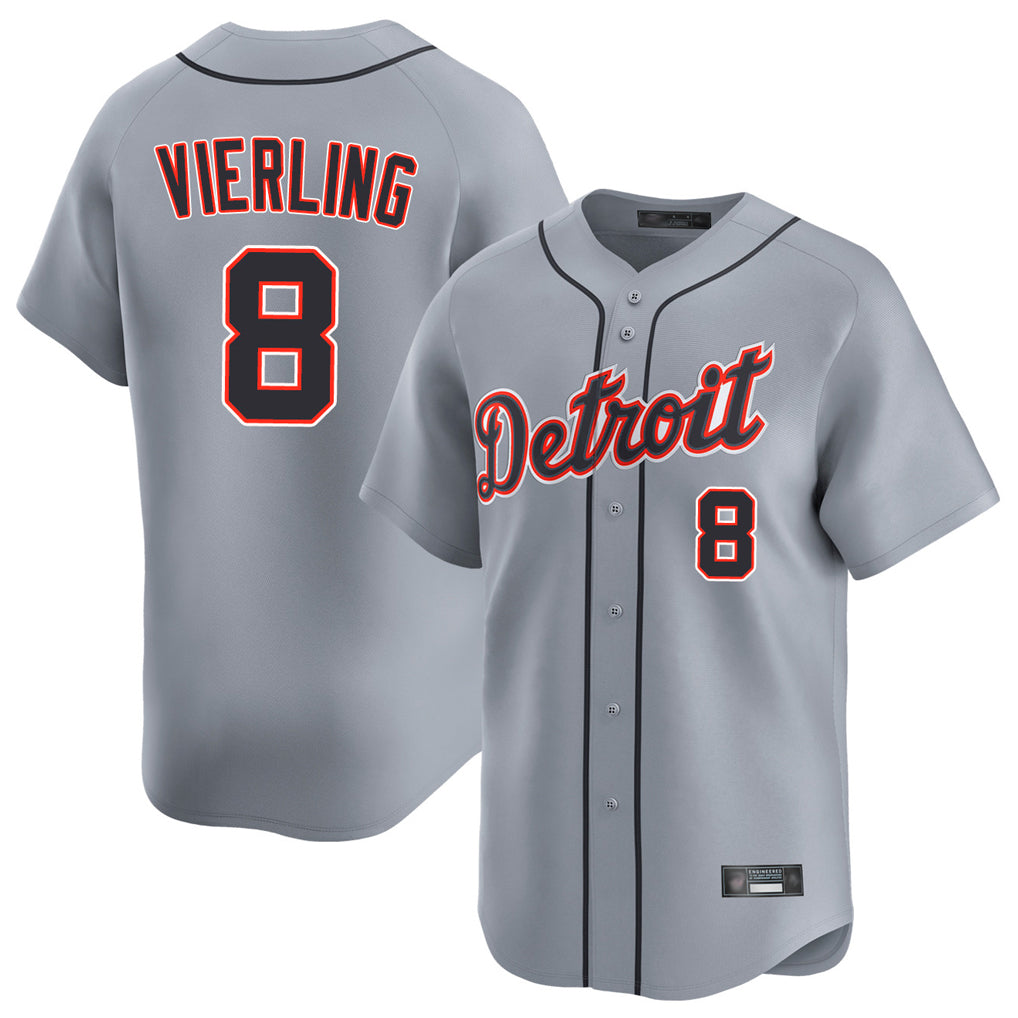 Johmsee D.Tigers #8 Matt Vierling Player Gray Home Limited Stitched Jerseys