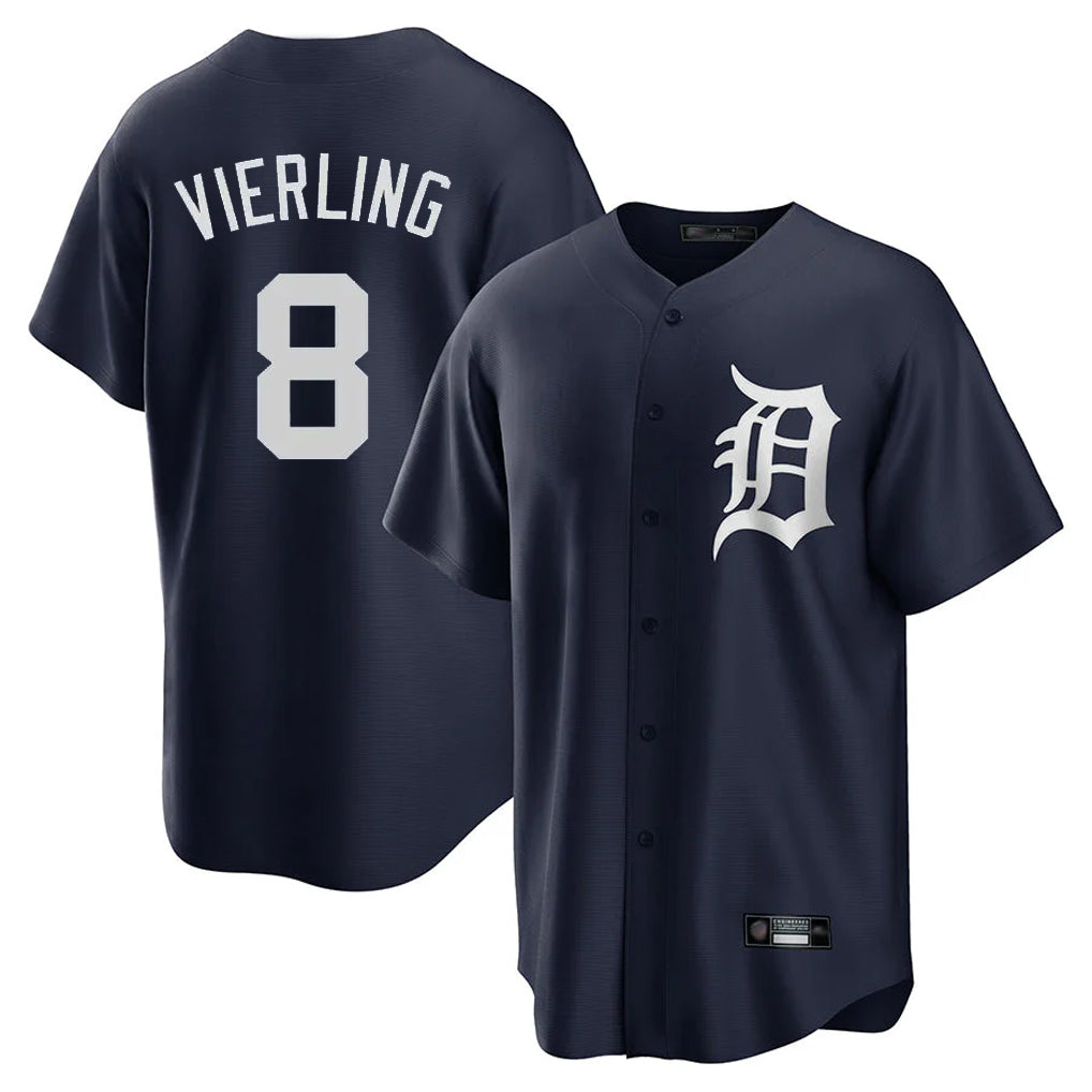 Johmsee D.Tigers #8 Matt Vierling Player Navy Game Home Stitched Jerseys