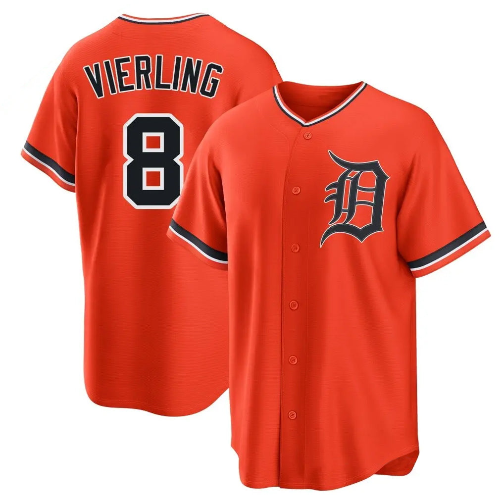 Johmsee D.Tigers #8 Matt Vierling Player Orange Home Game Stitched Jerseys