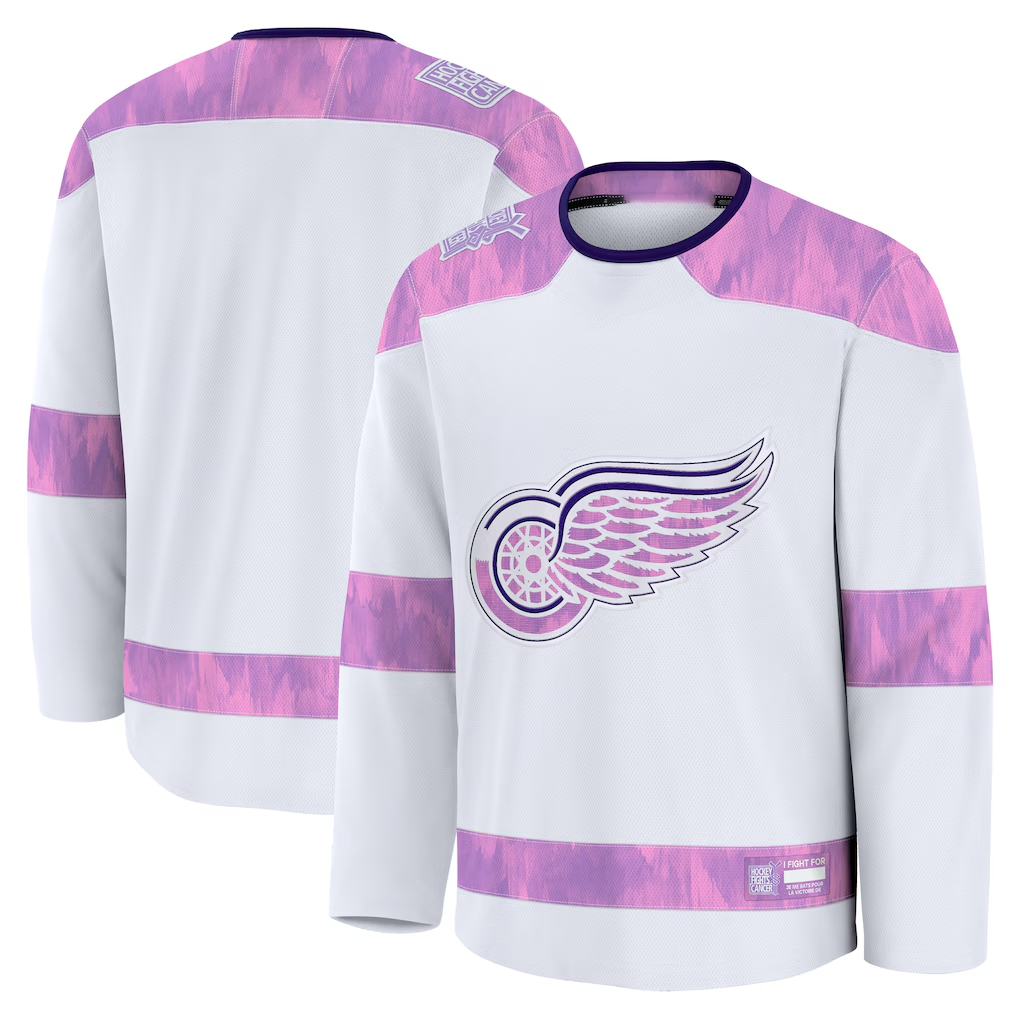 Johmsee DR.Wings White 2024 Hockey Fights Cancer Practice Jerseys