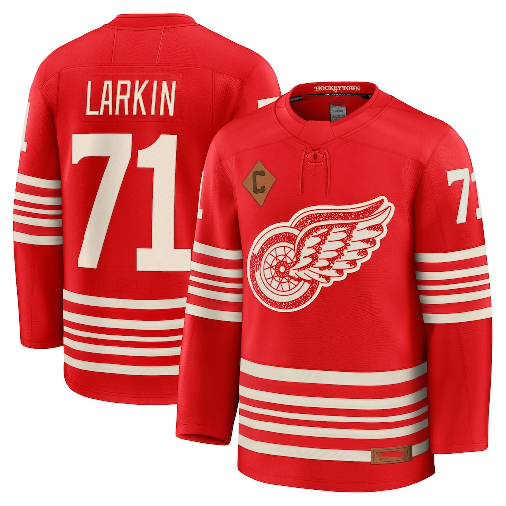Johmsee DR.Wings #71 Dylan Larkin Red Centennial Premium Player Jerseys