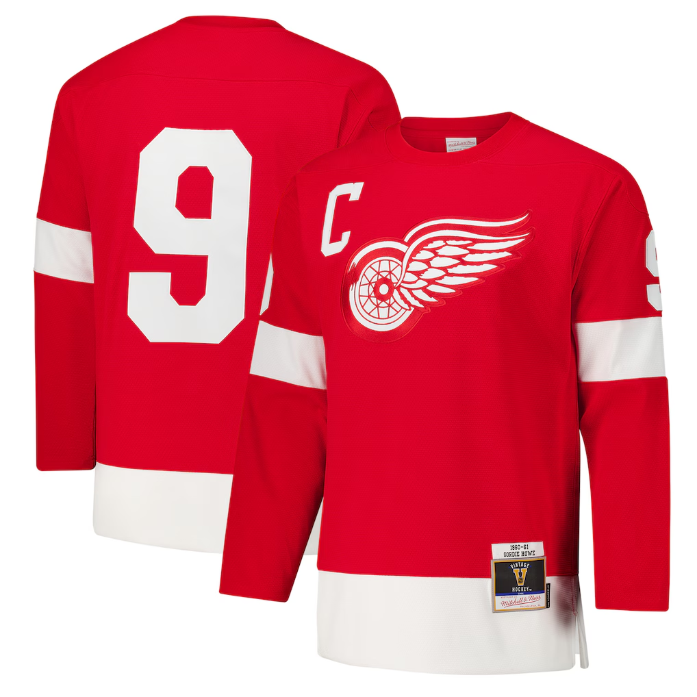 Johmsee DR.Wings #9 Gordie Howe Red 1960-61 Power Play Jerseys