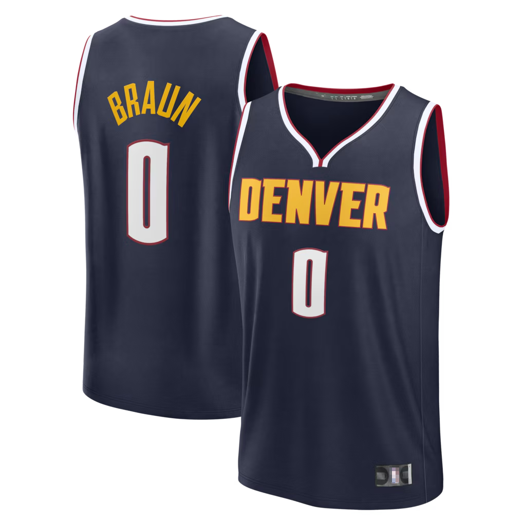 Johmsee D.Nuggets #0 Christian Braun Navy Fast Break Replica Jerseys - Icon Edition