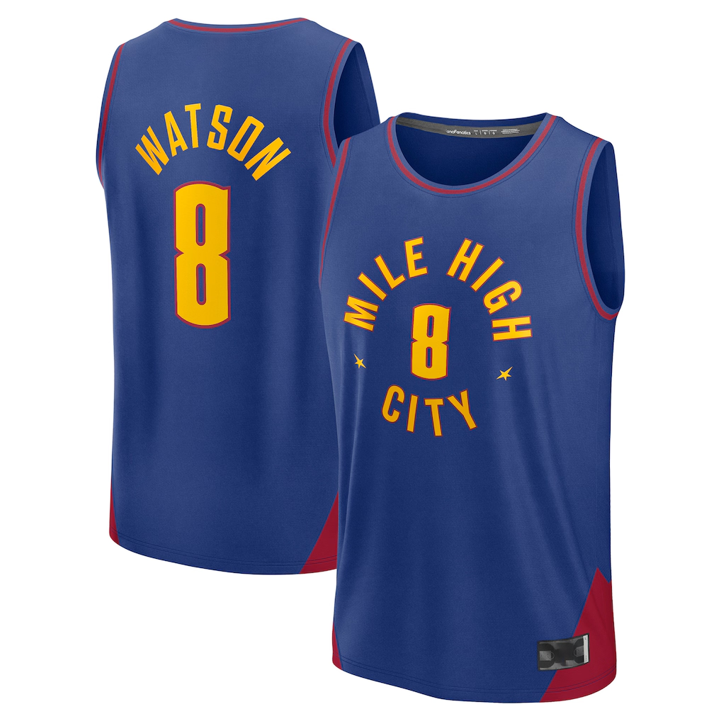 Johmsee D.Nuggets #8 Peyton Watson Blue Fast Break Replica Player Jerseys - Statement Edition