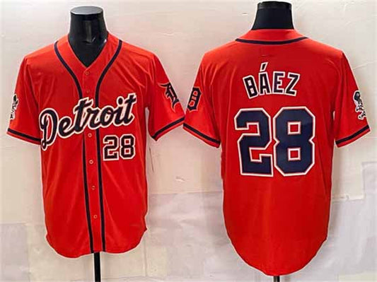 Detroit Tigers #28 Javier Báez Orange With Patch Vapor Premier Limited Stitched Baseball Jersey