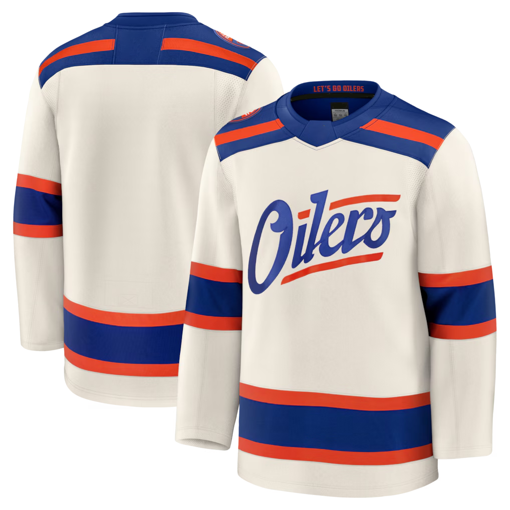 Johmsee E.Oilers Light Beige Alternate Premium Jerseys