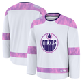 Johmsee E.Oilers White 2024 Hockey Fights Cancer Practice Jerseys