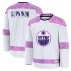 Johmsee E.Oilers White Hockey Fights Cancer Survivor Practice Jerseys