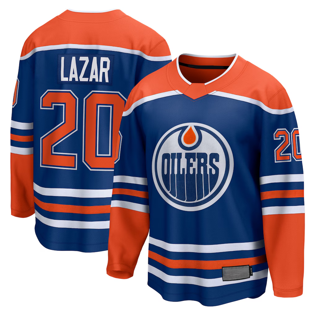Johmsee E.Oilers #20 Curtis Lazar Royal Home Breakaway Jerseys