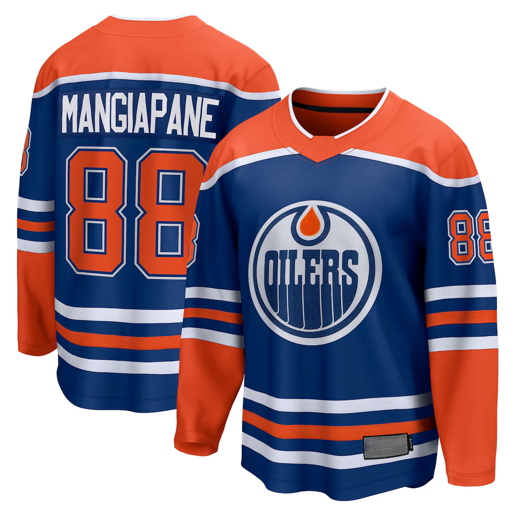 Johmsee E.Oilers #88 Andrew Mangiapane Royal Home Breakaway Jerseys
