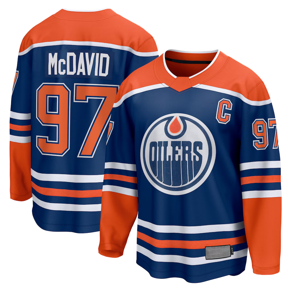 Johmsee E.Oilers #97 Connor McDavid Royal Home Breakaway Jerseys