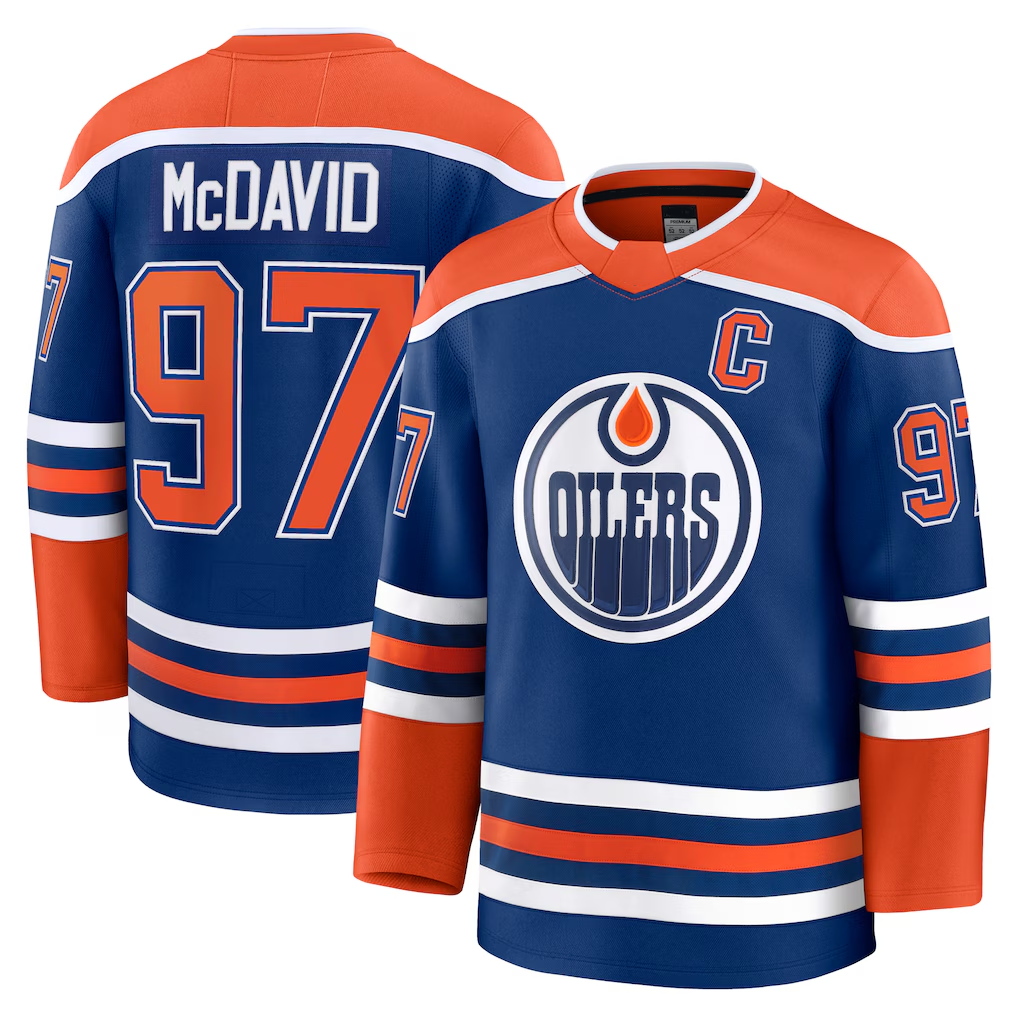 Johmsee E.Oilers #97 Connor McDavid Royal Home Premium Jerseys
