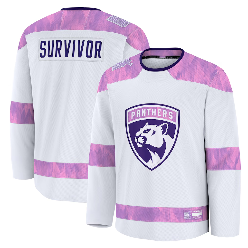 Johmsee F.Panthers White Hockey Fights Cancer Survivor Practice Jerseys