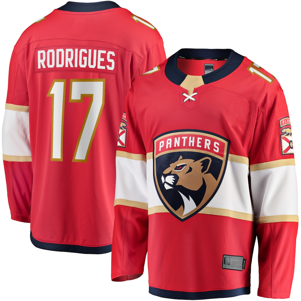 Johmsee F.Panthers #17 Evan Rodrigues Red Home Breakaway Jerseys