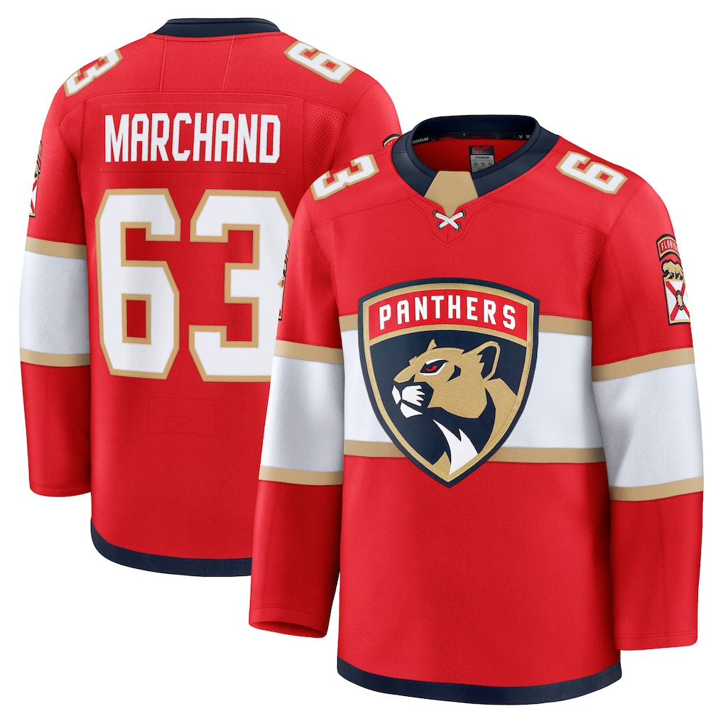 Johmsee F.Panthers #63 Brad Marchand Red Home Premium Jerseys