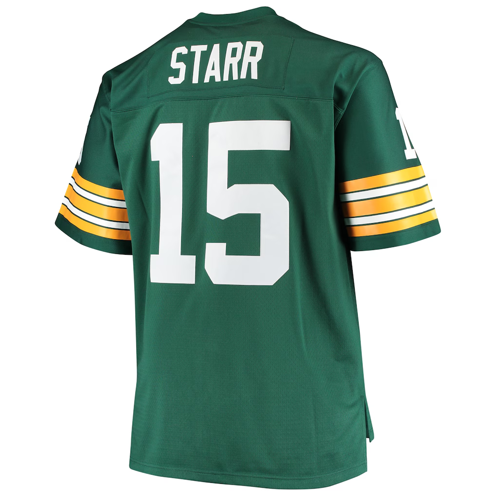 Johmsee GB.Packers #15 Bart Starr Mitchell & Ness Green Big & Tall 1968 Retired Player Replica Stitched Puhic  Jersey