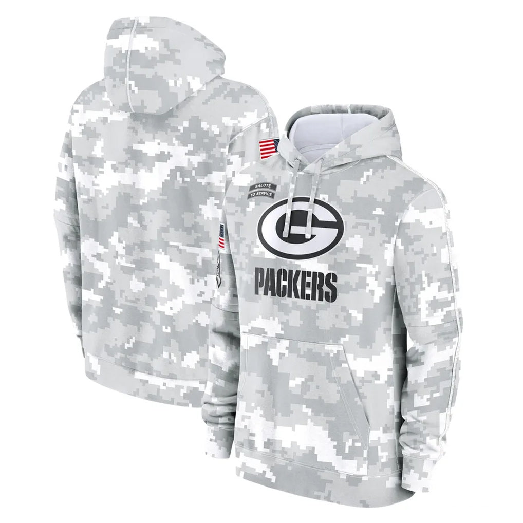Johmsee GB.Packers Arctic Camo Salute to Service Hoodies Limited Game Blank Player Stitched Jerseys