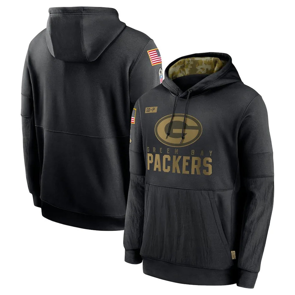 Johmsee GB.Packers Black Salute to Service Hoodies Limited Game Blank Player Stitched Jerseys