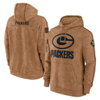 Johmsee GB.Packers Brown Salute to Service Hoodies Limited Game Blank Player Stitched Jerseys