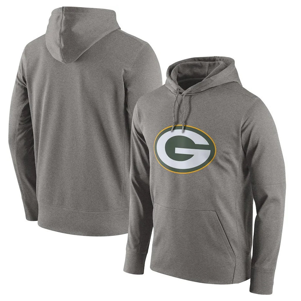 Johmsee GB.Packers Gray Circuit Logo Pullover Hoodies Limited Game Blank Player Stitched Jerseys