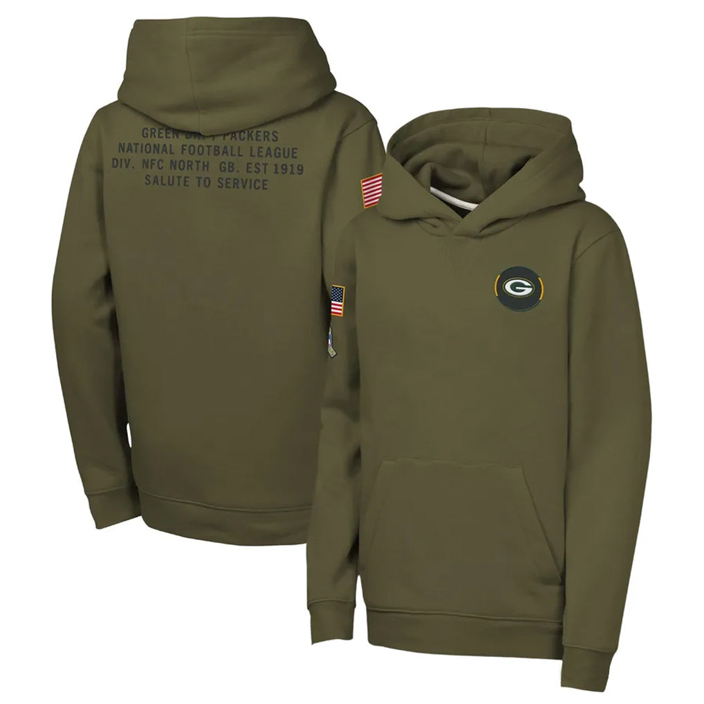 Johmsee GB.Packers Olive Salute to Service Pullover Hoodies Limited Blank Player Stitched Jerseys