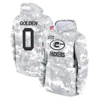 Johmsee GB.Packers #0 Matthew Golden Player Arctic Camo Salute to Service Hoodies Limited Game Stitched Jerseys