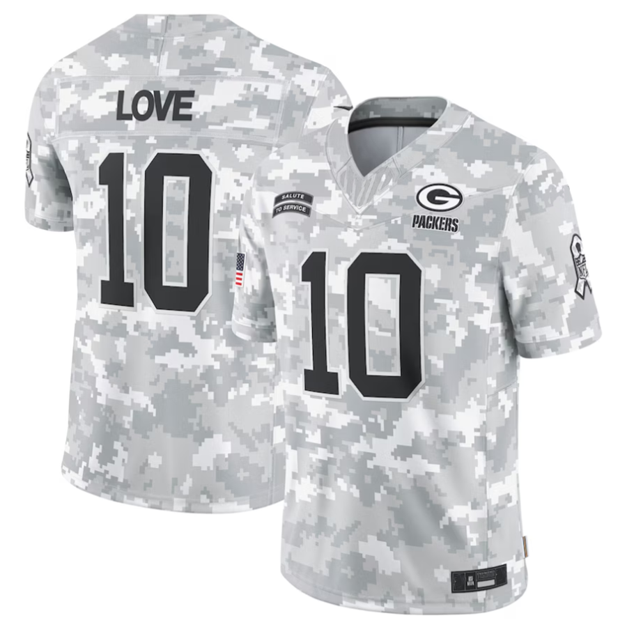 Johmsee GB.Packers #10 Jordan Love Player Arctic Camo Salute to Service Limited Stitched Jerseys