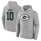 Johmsee GB.Packers #10 Jordan Love Player Gray Pullover Hoodie Game Stitched Jerseys