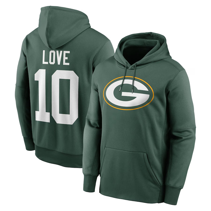 Johmsee GB.Packers #10 Jordan Love Player Green Therma Hoodie Game Stitched Jerseys
