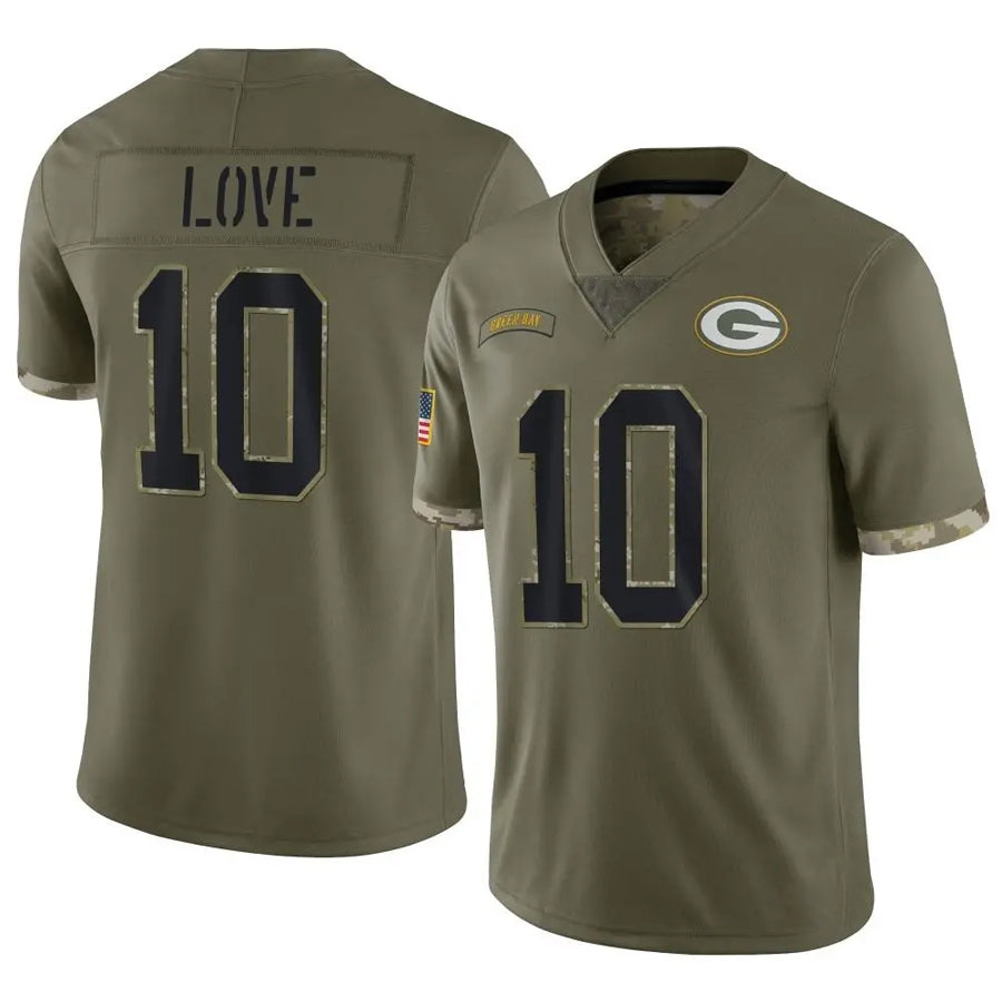 Johmsee GB.Packers #10 Jordan Love Player Salute To Service Olive Stitched Jerseys