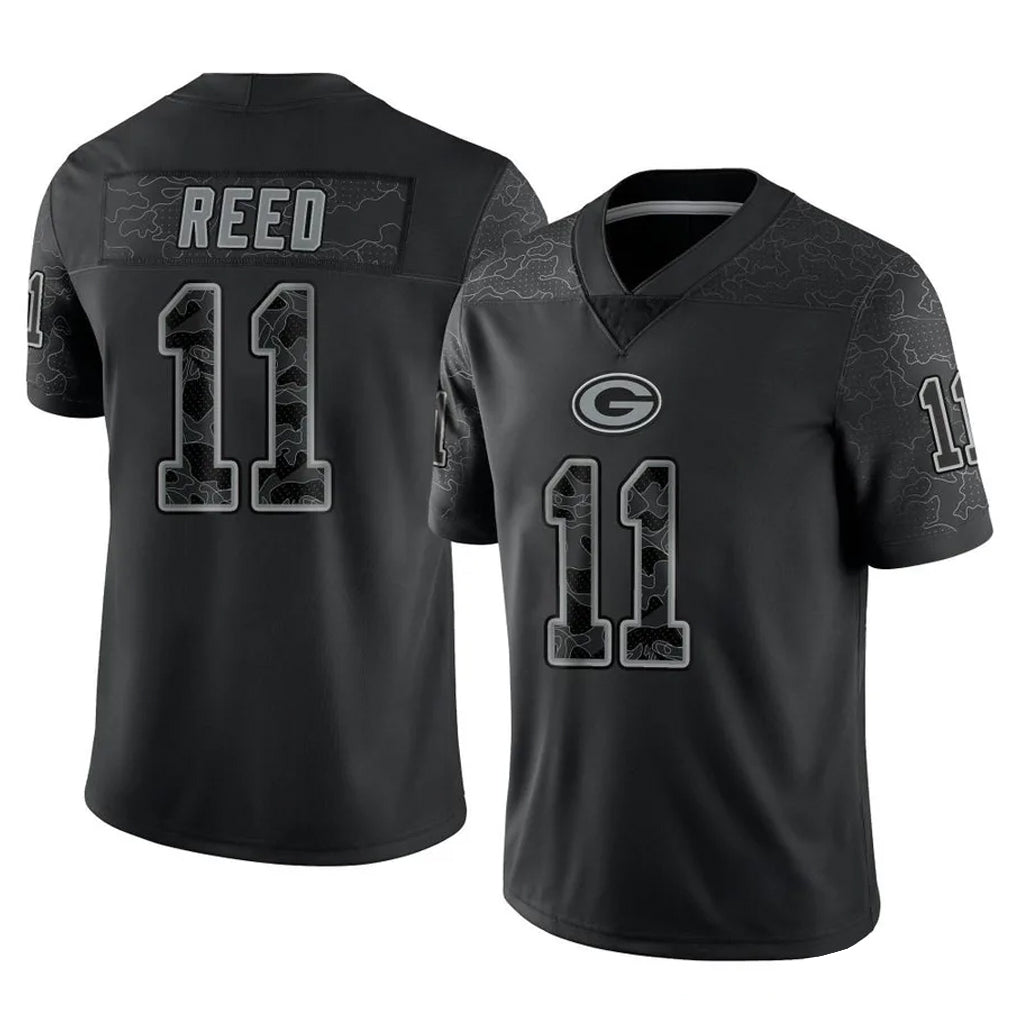 Johmsee GB.Packers #11 Jayden Reed Player Black Reflective Limited Home Game Stitched Jerseys