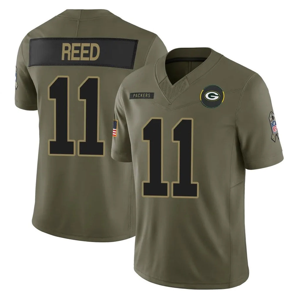 Johmsee GB.Packers #11 Jayden Reed Player Olive 2025 Salute To Service Limited Home Game Stitched Jerseys