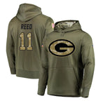 Johmsee GB.Packers #11 Jayden Reed Player Olive Salute to Service Pullover Hoodies Home Game Stitched Jerseys