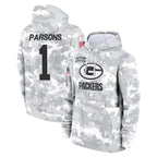 Johmsee GB.Packers #1 Micah Parsons Player Arctic Camo Salute to Service Hoodies Limited Game Stitched Jerseys