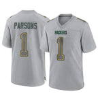Johmsee GB.Packers #1 Micah Parsons Player Gray Atmosphere Fashion Home Game Stitched Jerseys