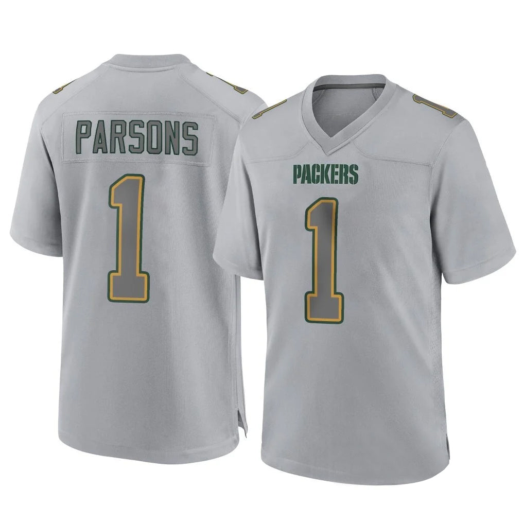 Johmsee GB.Packers #1 Micah Parsons Player Gray Atmosphere Fashion Home Game Stitched Jerseys