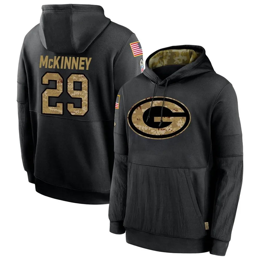 Johmsee GB.Packers #29 Xavier McKinney Player Black Salute To Service Hoodies Game Stitched Jerseys