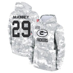 Johmsee GB.Packers #29 Xavier McKinney Player Camo Salute To Service Hoodies Game  Stitched Jerseys