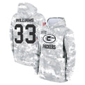 Johmsee GB.Packers #33 Evan Williams Player Arctic Camo Salute to Service Hoodies Limited Game Stitched Jerseys