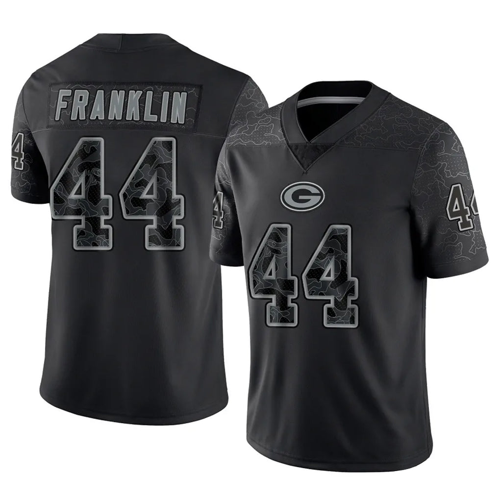 Johmsee GB.Packers #44 Zaire Franklin Player Black Reflective Limited Home Game Stitched Jerseys