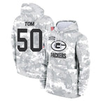 Johmsee GB.Packers #50 Zach Tom Player Arctic Camo Salute to Service Hoodies Limited Game Stitched Jerseys