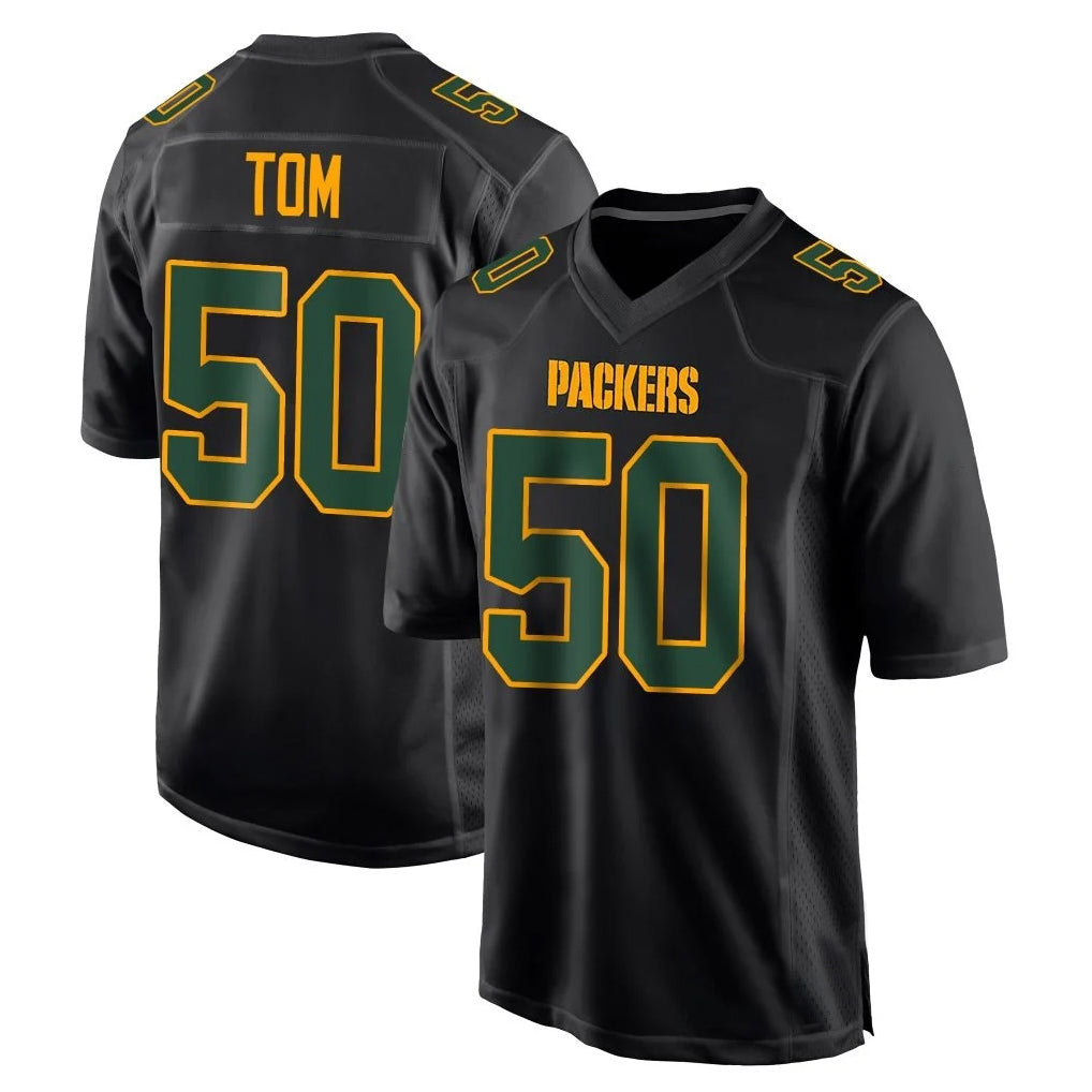 Johmsee GB.Packers #50 Zach Tom Player Black Fashion Home Game Stitched Jerseys