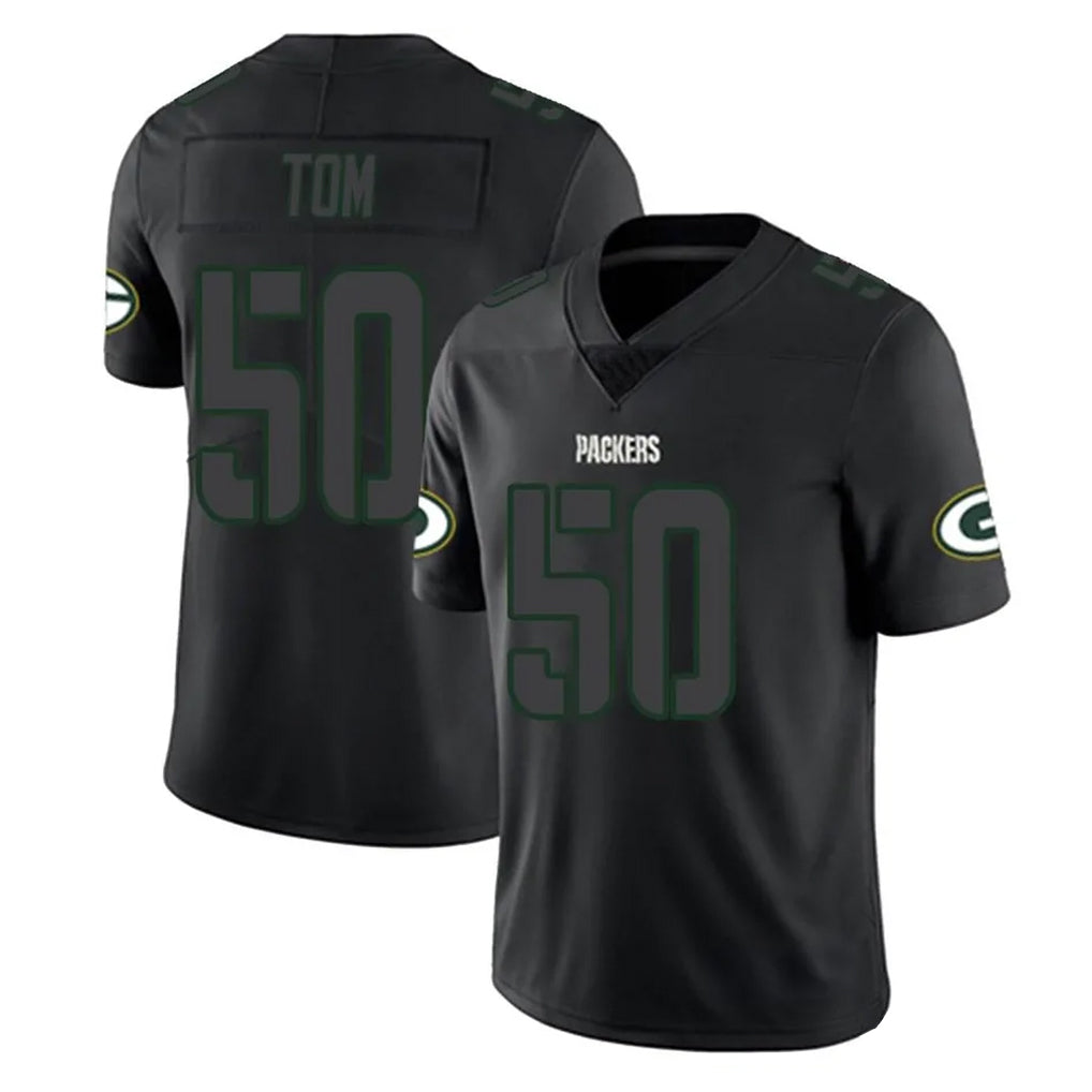 Johmsee GB.Packers #50 Zach Tom Player Black Impact Limited Home Game Stitched Jerseys