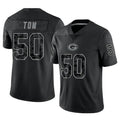 Johmsee GB.Packers #50 Zach Tom Player Black Reflective Limited Home Game Stitched Jerseys