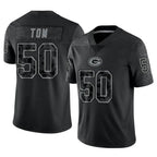 Johmsee GB.Packers #50 Zach Tom Player Black Reflective Limited Home Game Stitched Jerseys