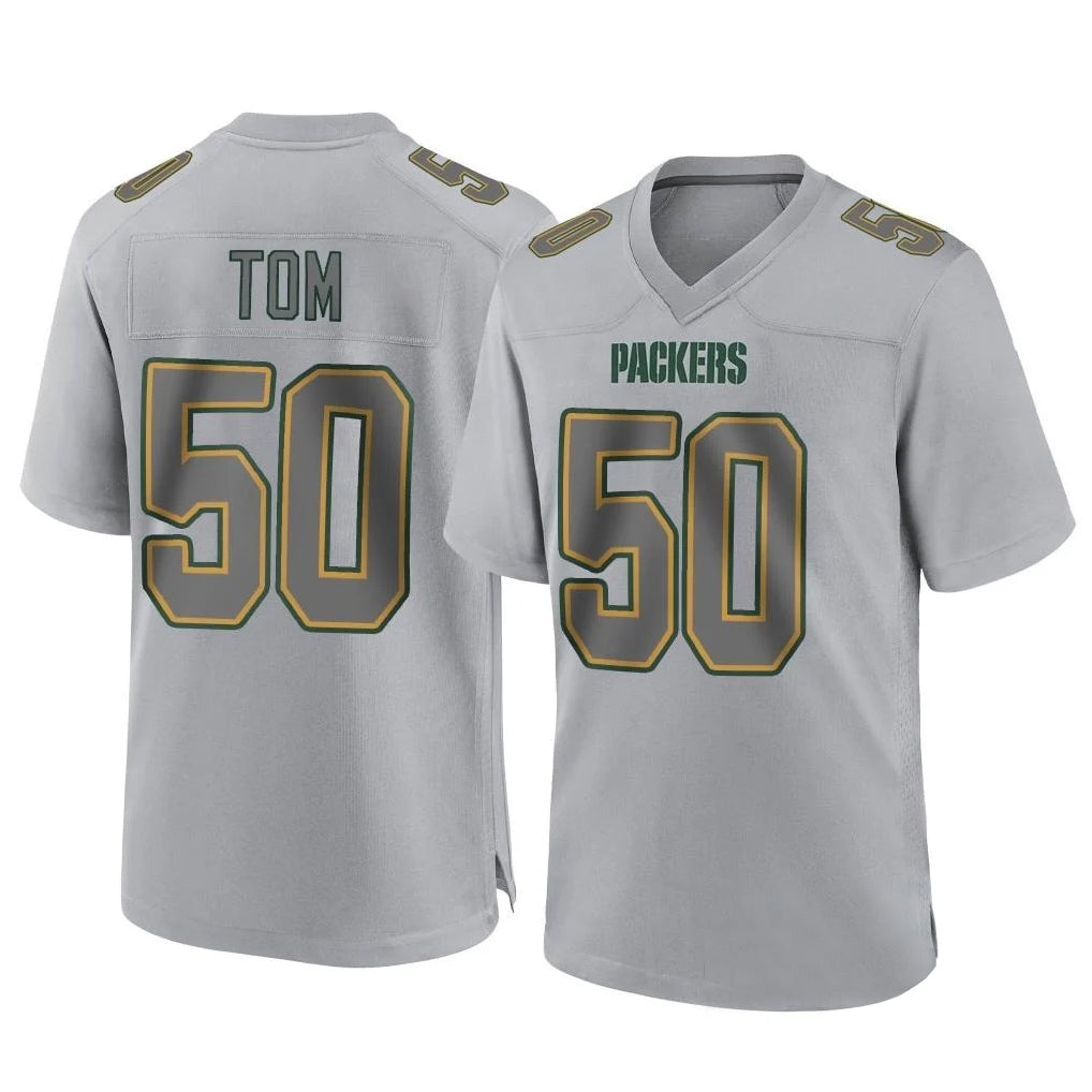Johmsee GB.Packers #50 Zach Tom Player Gray Atmosphere Fashion Home Game Stitched Jerseys