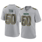 Johmsee GB.Packers #50 Zach Tom Player Gray Atmosphere Fashion Home Game Stitched Jerseys