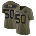 Johmsee GB.Packers #50 Zach Tom Player Olive 2025 Salute To Service Limited Home Game Stitched Jerseys