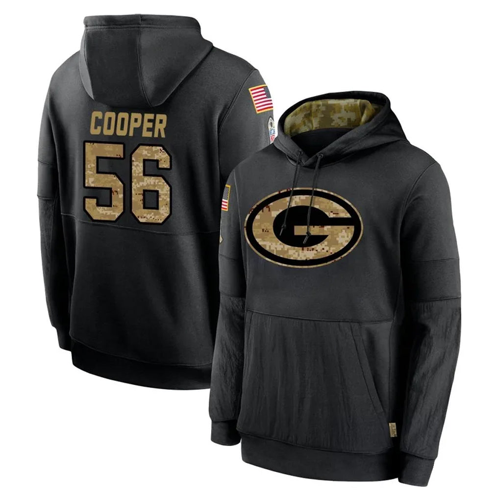 Johmsee GB.Packers #56 Edgerrin Cooper Player Black Salute to Service Hoodies Limited Game Stitched Jerseys